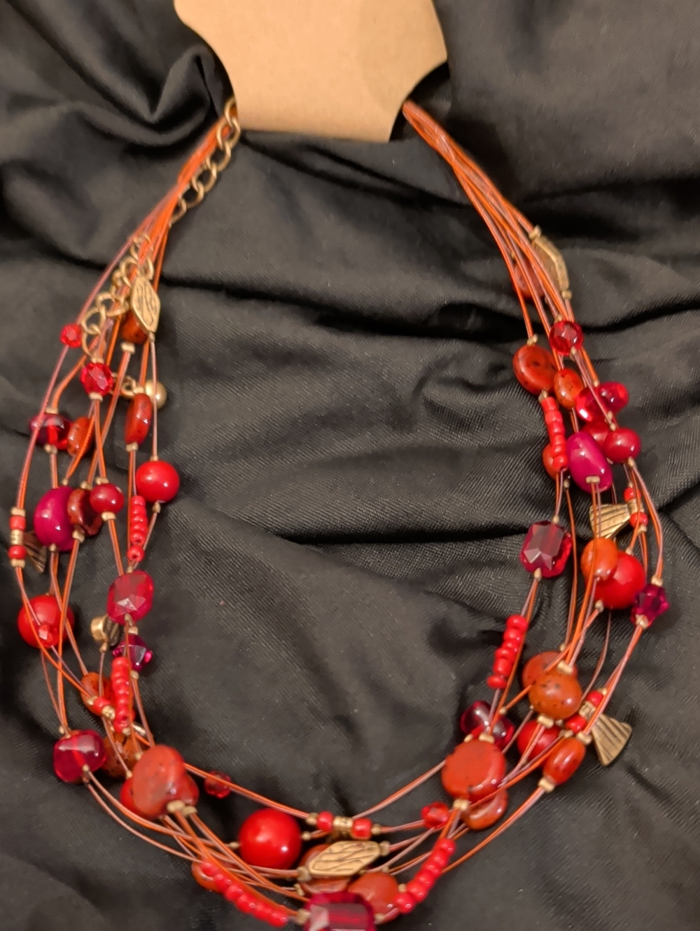 Chico's Multi-Strand Red Beaded Necklace